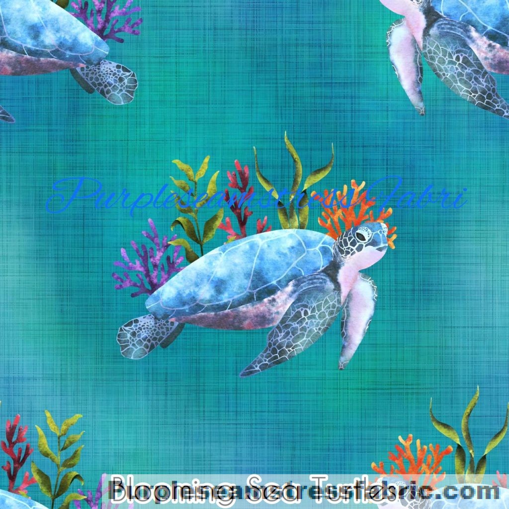 Blooming Sea Turtles Purpleseamstress Fabric