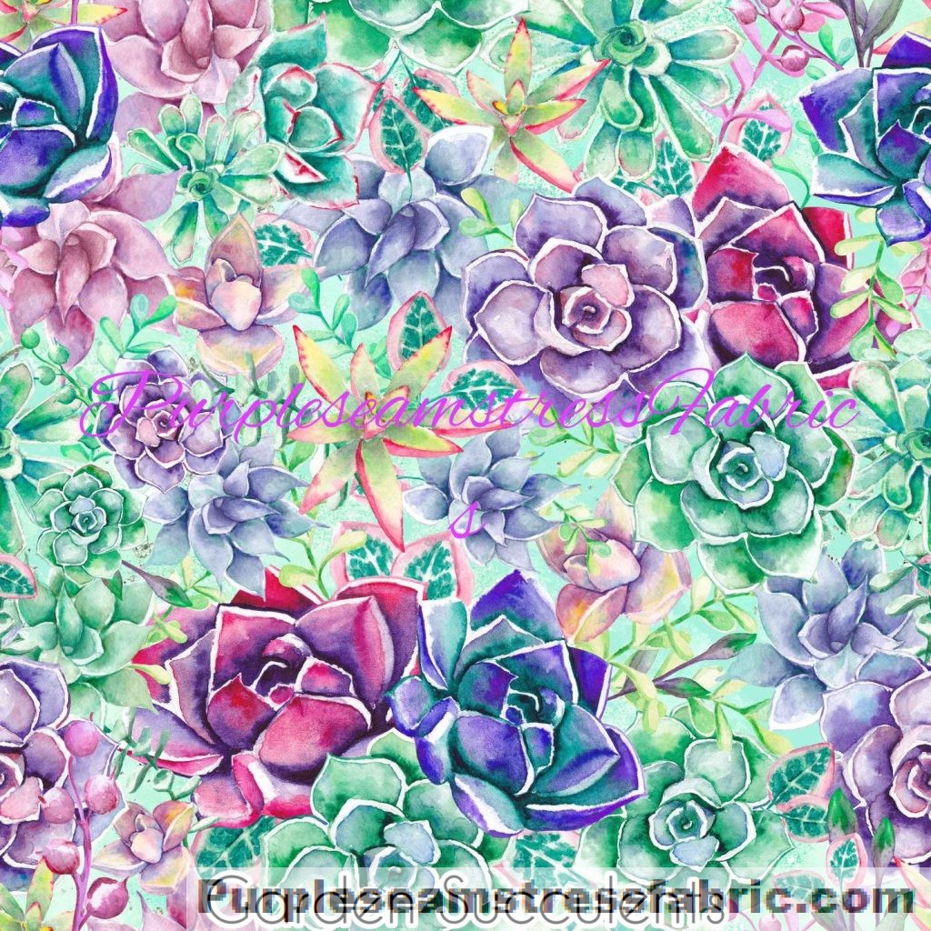 Garden Succulents Cotton Lycra Purpleseamstress Fabric