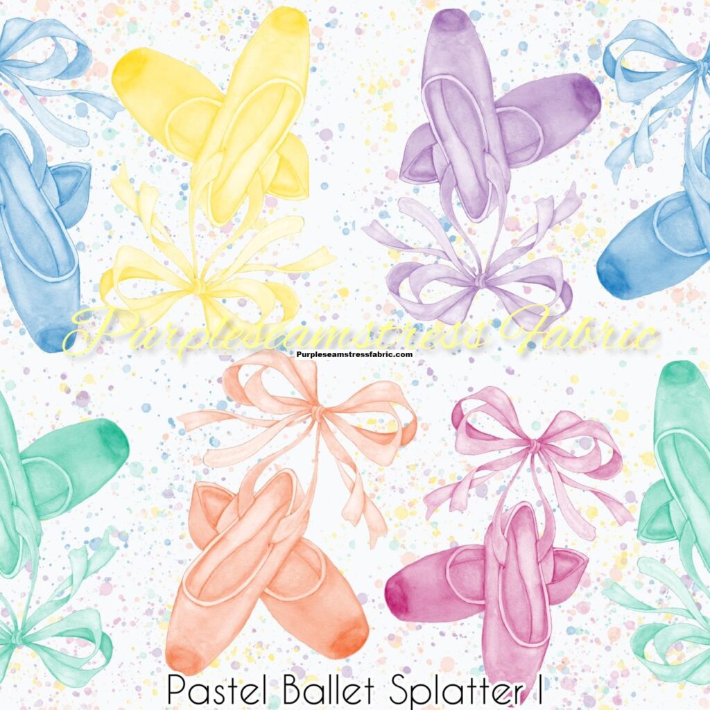 Pastel Ballet Splatter Cotton Lycra Purpleseamstress Fabric