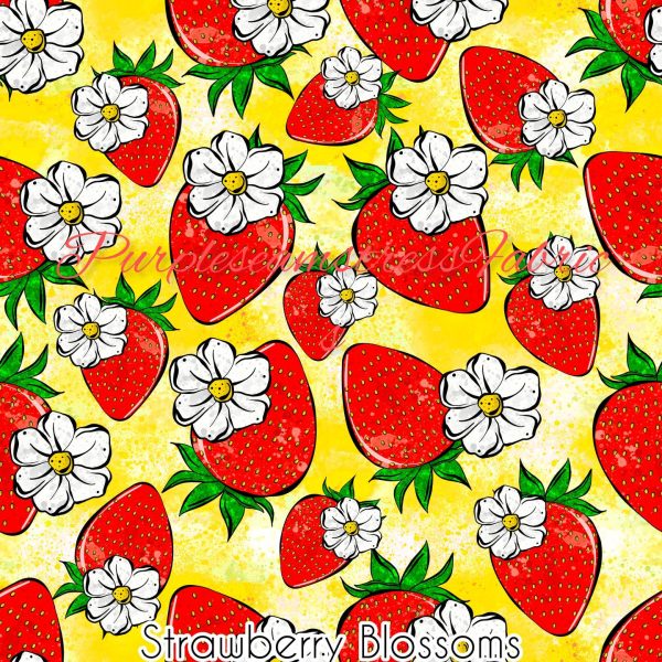 Strawberry Blossom Cotton Lycra Purpleseamstress Fabric