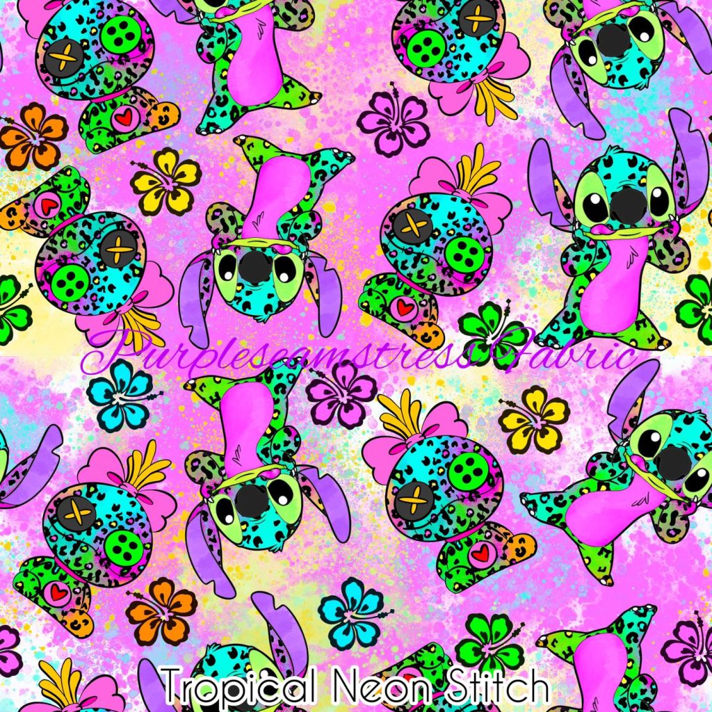 Tropical Neon Stitch Purpleseamstress Fabric