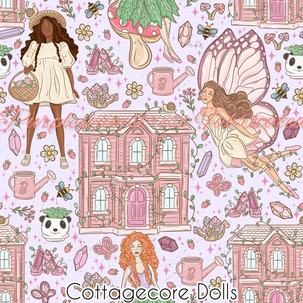 Cottagecore Dolls Cotton Lycra Purpleseamstress Fabric