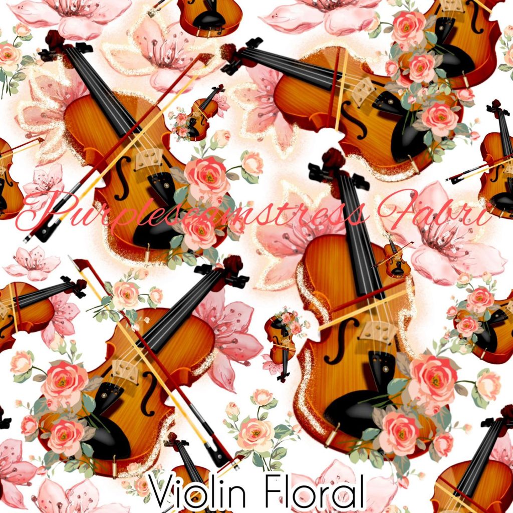 Violin Floral Cotton Lycra Purpleseamstress Fabric