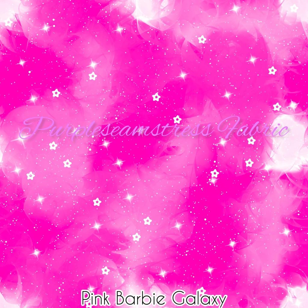 Pink Barbie Galaxy Cotton Lycra Purpleseamstress Fabric