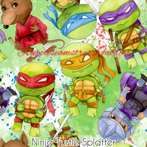 Ninja Turtle Splatter Cotton Lycra Purpleseamstress Fabric