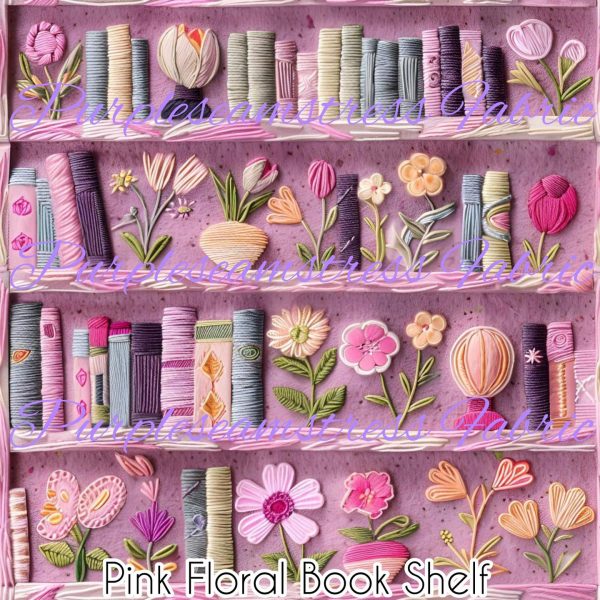 Pink Floral Book Shelf Purpleseamstress Fabric