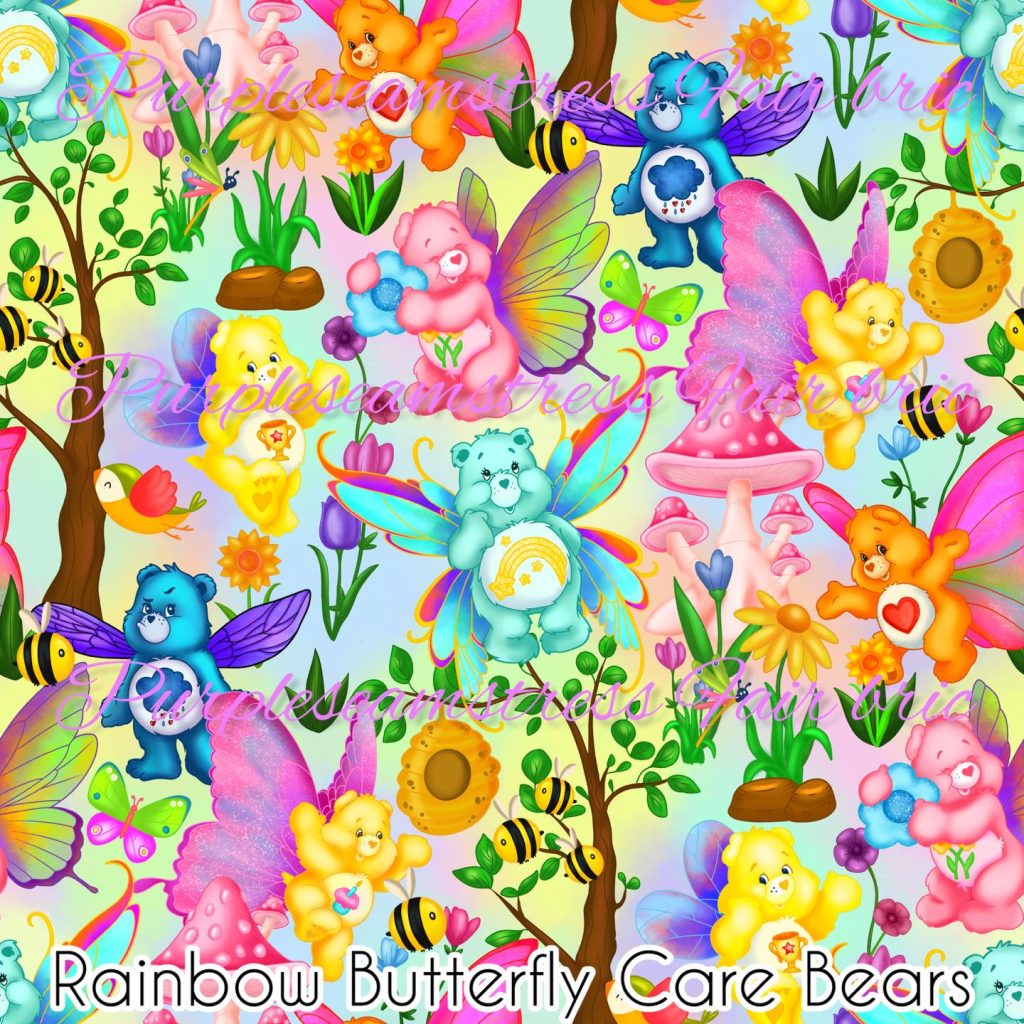 Rainbow Butterfly Care Bears Purpleseamstress Fabric