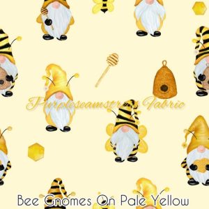 Bee Gnomes on pale yellow - Fabric