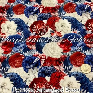 Patriotic Airbrushed Roses - Fabric