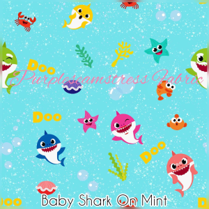Baby Shark on Mint - Fabric