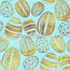 24k Gold Eggs on Blue Easter Cotton Lycra