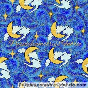 A Starry Night's Moon - Fabric
