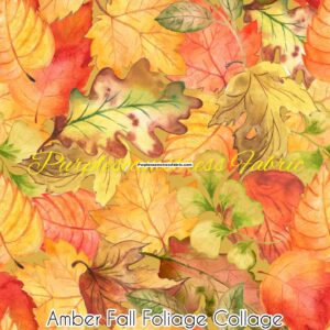 Amber Fall Foliage Collage Cotton Lycra