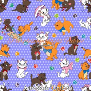 Aristocats on Dots Cotton Lycra