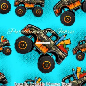 Back To School In Monster Trucks Cotton Lycra