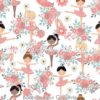 Ballerina Fleur On White Cotton Lycra
