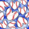 Baseball Hearts On Blue Cotton Lycra