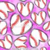 Baseball Hearts On Pink Cotton Lycra
