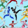Battling Power Rangers Cotton Lycra