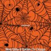 Black webs & spiders on orange Cotton Lycra