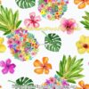 Blooming Hibiscus Pineapples Cotton Lycra