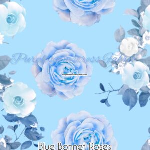 Blue Bonnet Roses Cotton Lycra
