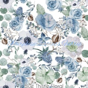 Blue Thistle Floral Cotton Lycra