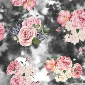 Blush Roses on Smokey Tie Dye Cotton Lycra