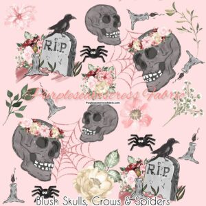 Blush Skulls, Crows & Spiders Cotton Lycra