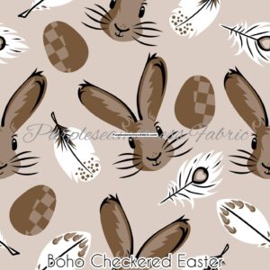 Boho Checkered Easter Bunnies Cotton Lycra