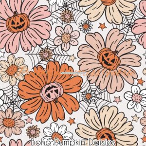 Boho Pumpkin Daisies Cotton Lycra