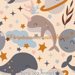 Boho Sea Animals Cotton Lycra