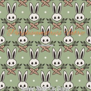Bunny Skulls on Sage Cotton Lycra