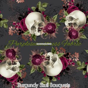 Burgundy Skull Bouquets Cotton Lycra