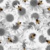 Buzzing On White Daisies Cotton Lycra