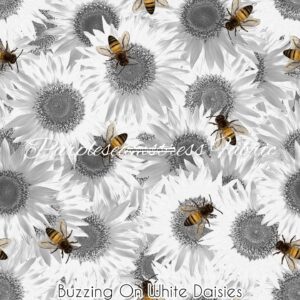 Buzzing On White Daisies Cotton Lycra