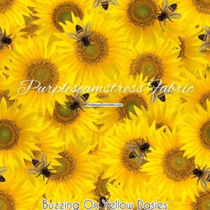 Buzzing On Yellow Daisies Cotton Lycra
