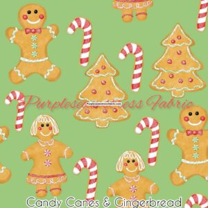 Candy Canes & Gingerbread Cotton Lycra