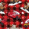 Cars Christmas On Plaid Cotton Lycra