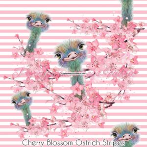 Cherry Blossom Ostrich Stripes Cotton Lycra