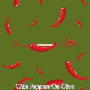 Chile Peppers on Olive Cotton Lycra