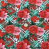 Christmas Bouquets on Plaid Cotton Lycra