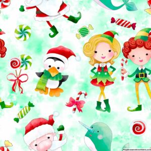 Christmas Elves  Narwhals Cotton Lycra