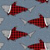 Christmas Plaid Sharks Cotton Lycra