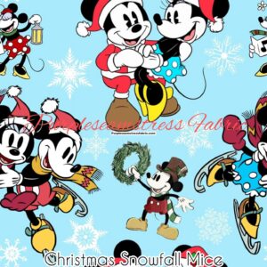 Christmas Snowfall Mice Cotton Lycra