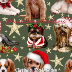 Christmas Star Puppies Cotton Lycra