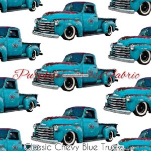 Classic Chevy Blue Trucks Cotton Lycra