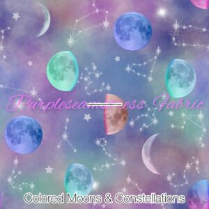 Colored Moons & Constellations Cotton Lycra
