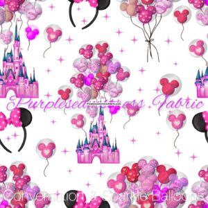 Conversation & Sparkle Balloons on white Valentines Cotton Lycra