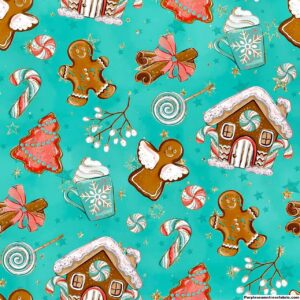 Cookies, Candy  Cocoa on Mint Cotton Lycra
